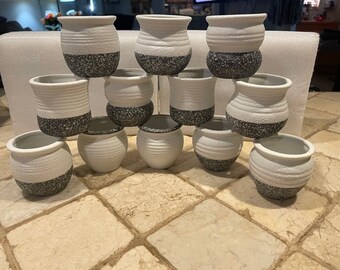 2.5 set of 3 Mini white cauldron style succulent pots, white succulent planters, cute witchy pots, witchy things, mini white flower pots