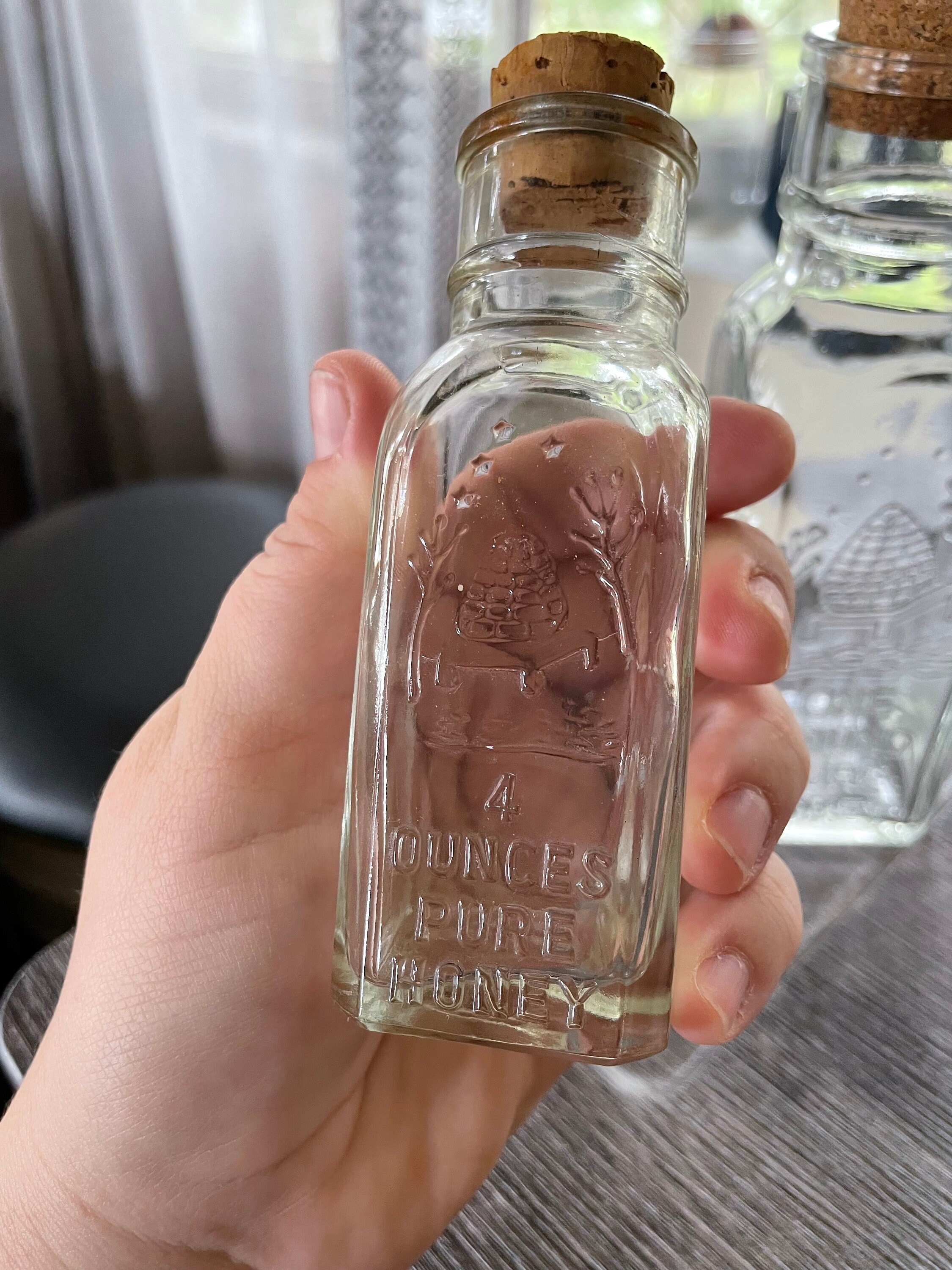 Vintage Pure Honey 1 Pound Glass Bottle Embossed Glass Bottle Etsy