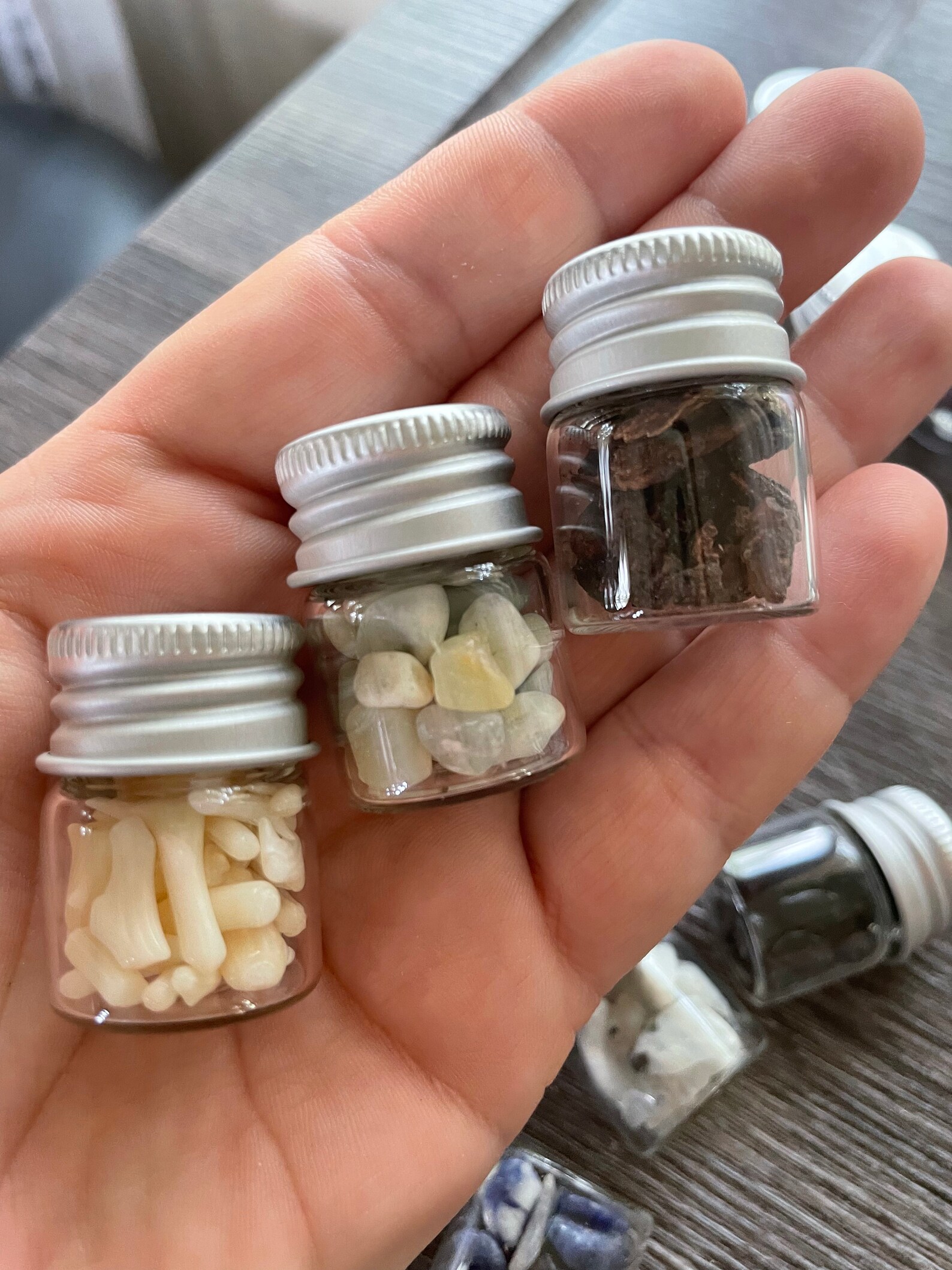 Mini Travel Mystery Jars /crystal Chips Mini Jars Altar Etsy