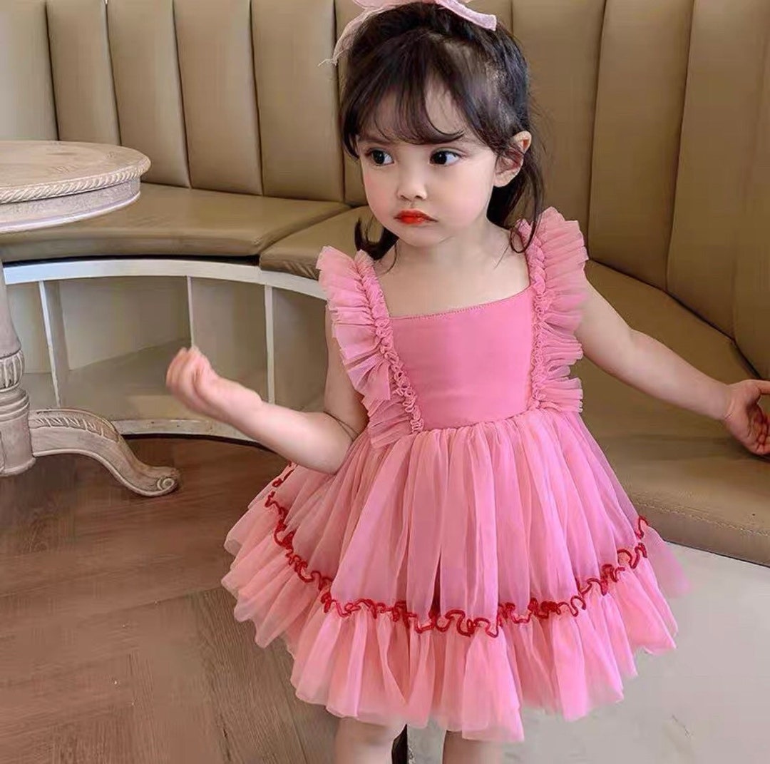Pink Tutu Dress Girls Fluffy Dress 1st Birthday Dress Princess Dress Pink Dress for Girls Baby