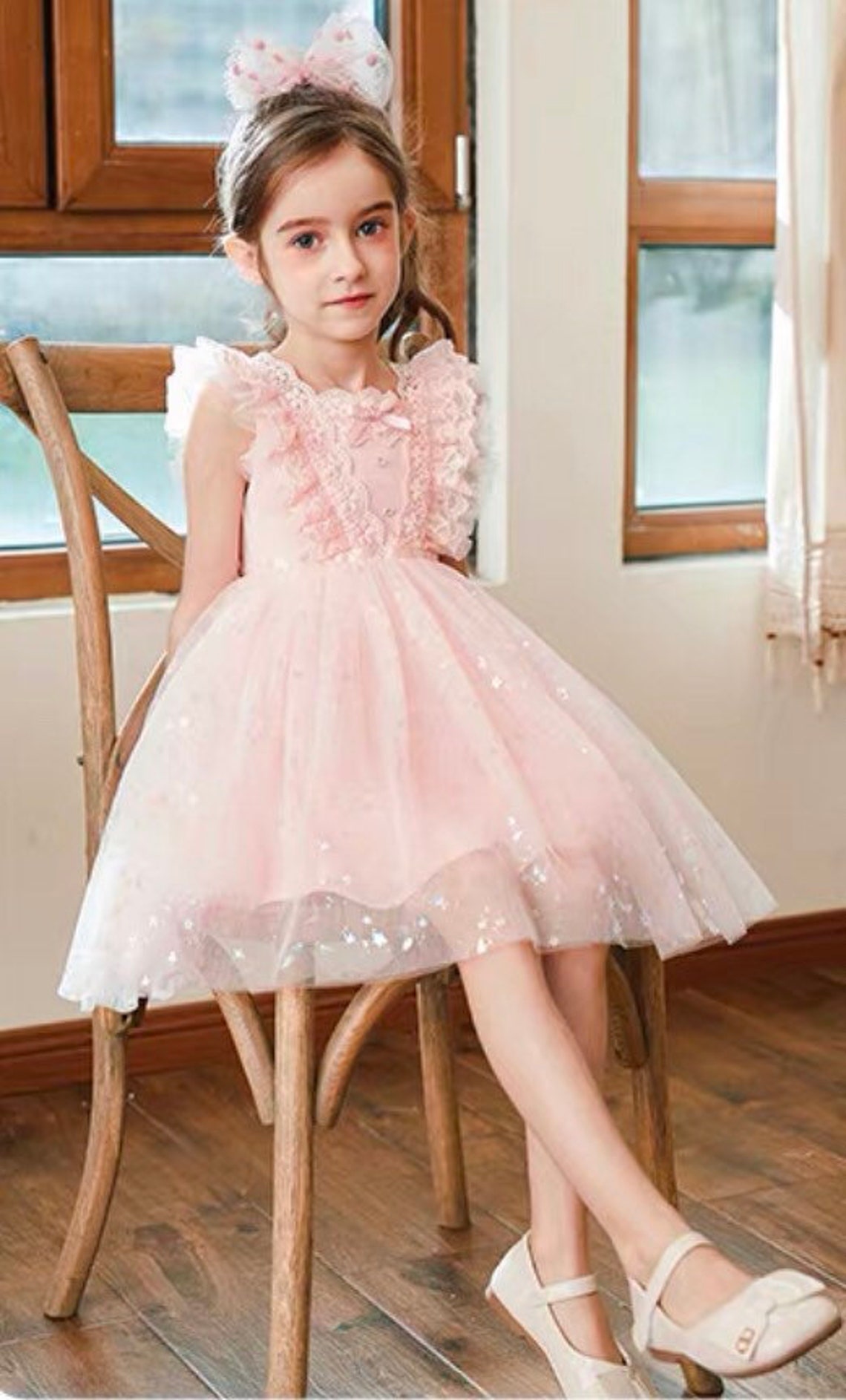 Sinleey Mädchen Festkleid Lang - Chiffon Kleid Mit V-Ausschnitt