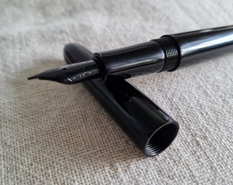 N2S Nikko Black Ebonite Handmade Fountain Pen