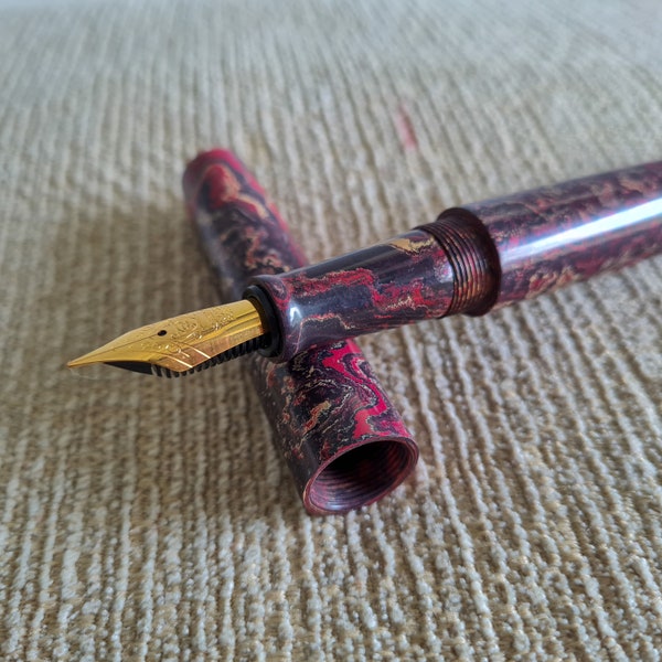 N5 Ebonite (Mix Black Yellow Red) Handmade Fountain Pen