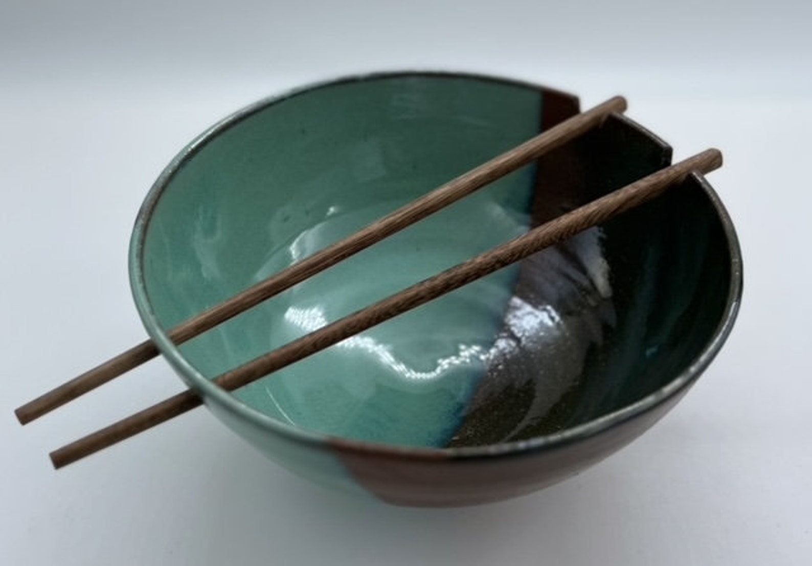 Ramen Bowl With Chopstick Holes, Wheel Thrown Ramen Bowl Etsy
