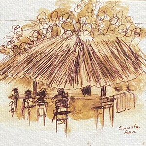 Beach Cabana Downloadable Digital Art Drawing