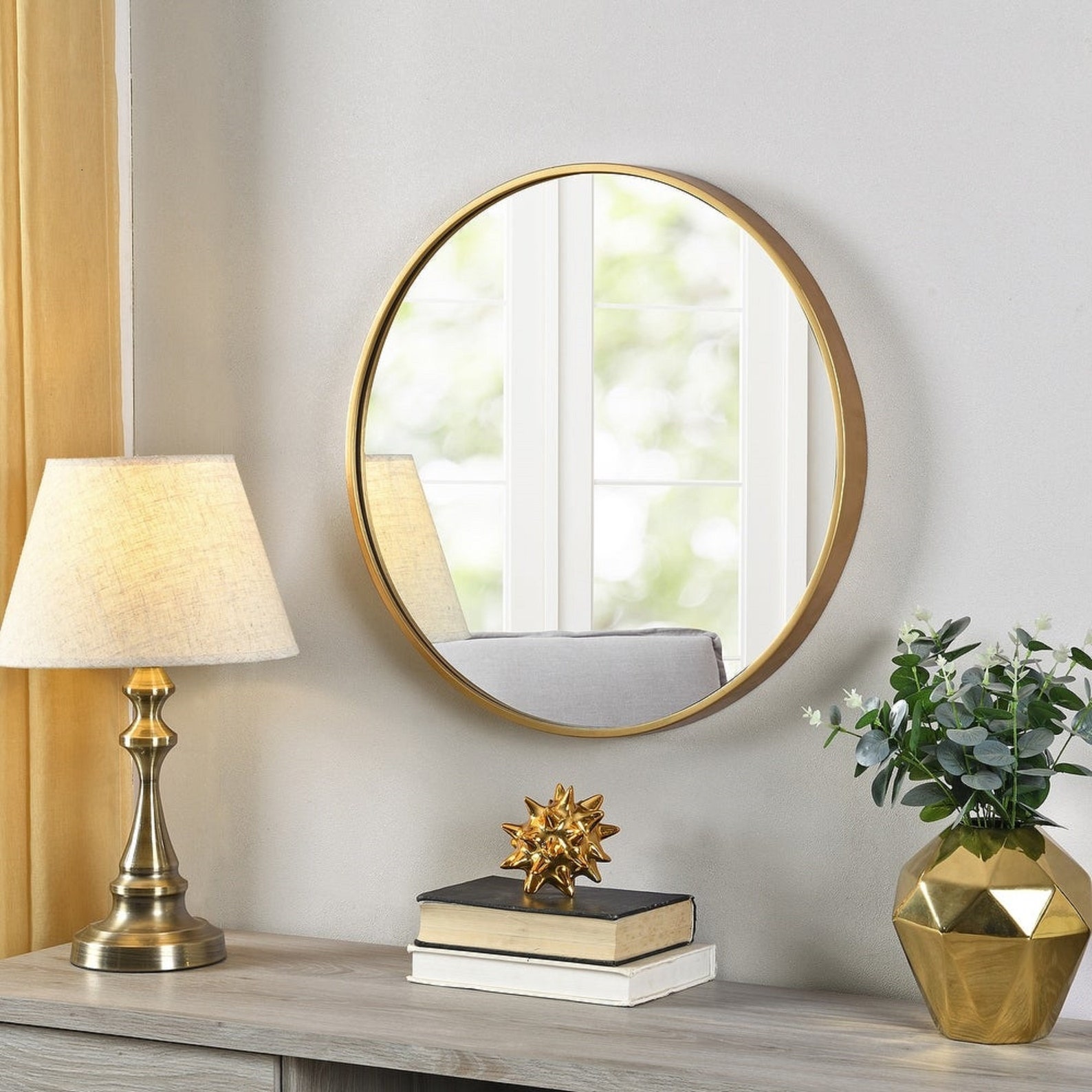 Gold Circle Mirror Round Mirror Great for Bathroom Wall Etsy
