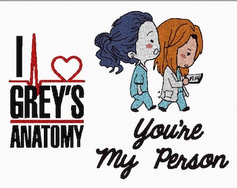 Grey's Anatomy Embroidery Design Meredith Derek Yang - Etsy