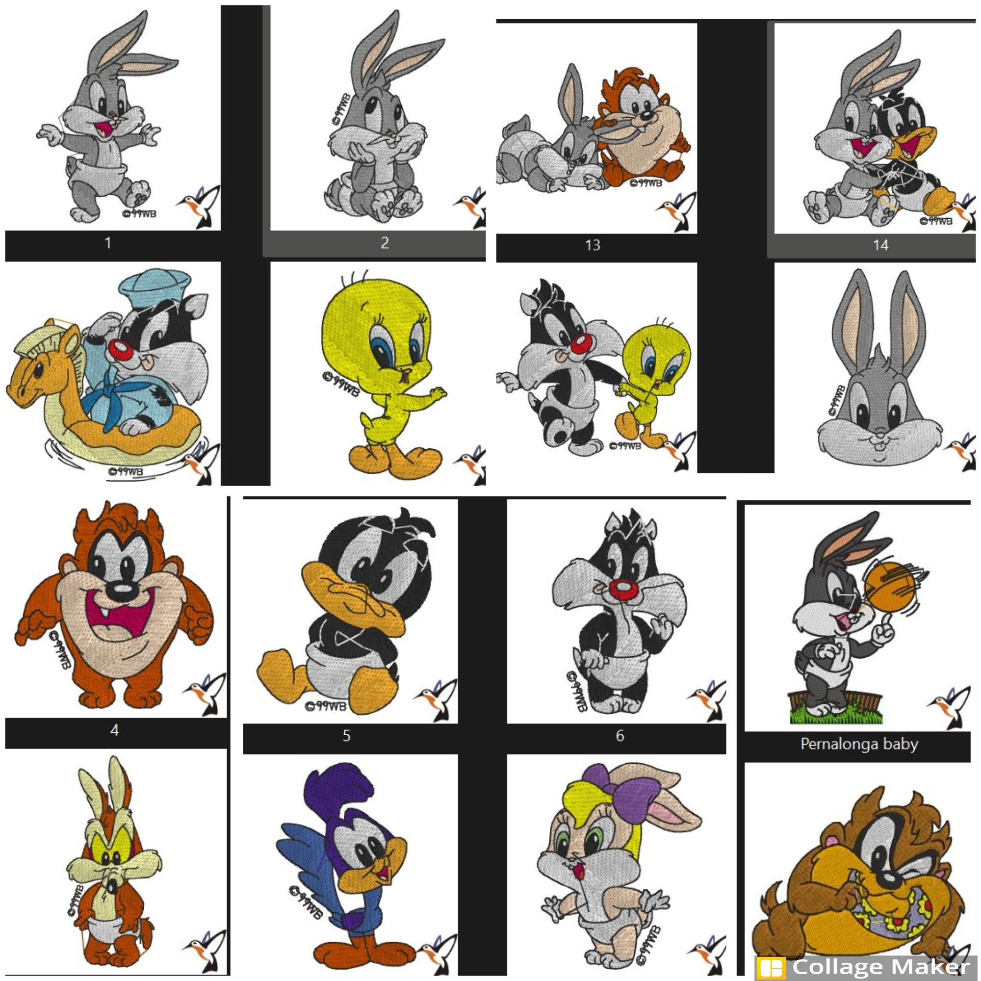 16 File Baby Looney Tunes, embroidery design.