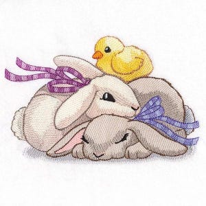 1 Easter Digital File, Easter Bunnies and Chicks, Embroidery machine