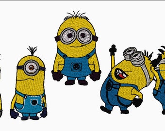 4 File Minions Embroidery Design, embroidery design, despicable me embroidery design, baby, instant download, embroidery file