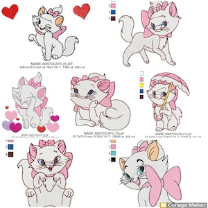 7 rows Marie Aristocats, design embroidery machine, PES