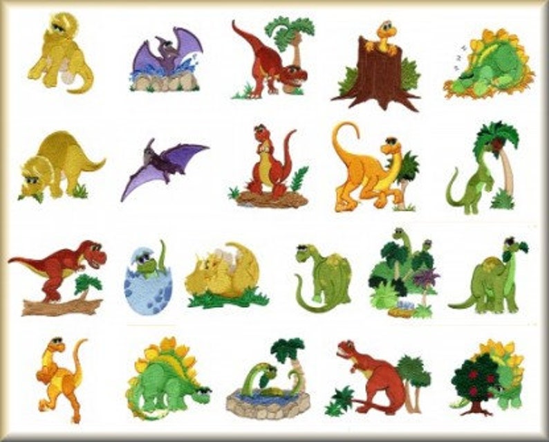 20 Design Dinosaurs Machine Embroidery Designs PES JEF Etsy