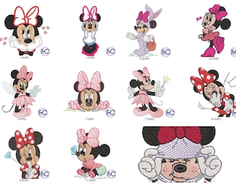 11 design Minnie embroidery design machine, Baby Minnie embroidery pattern ,minnie embroidery design, Kids embroidery Active