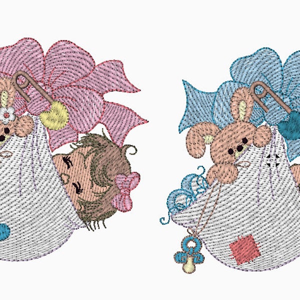 Baby Girl and baby Boy embroidery design, embroidery design newborn, embroidery machine