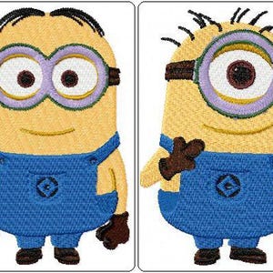Può includere: Due toppe ricamate con un personaggio di minion giallo dei film Cattivissimo Me. Il minion a sinistra indossa una salopette blu e ha entrambi gli occhi visibili. Il minion a destra indossa una salopette blu e ha un solo occhio visibile.