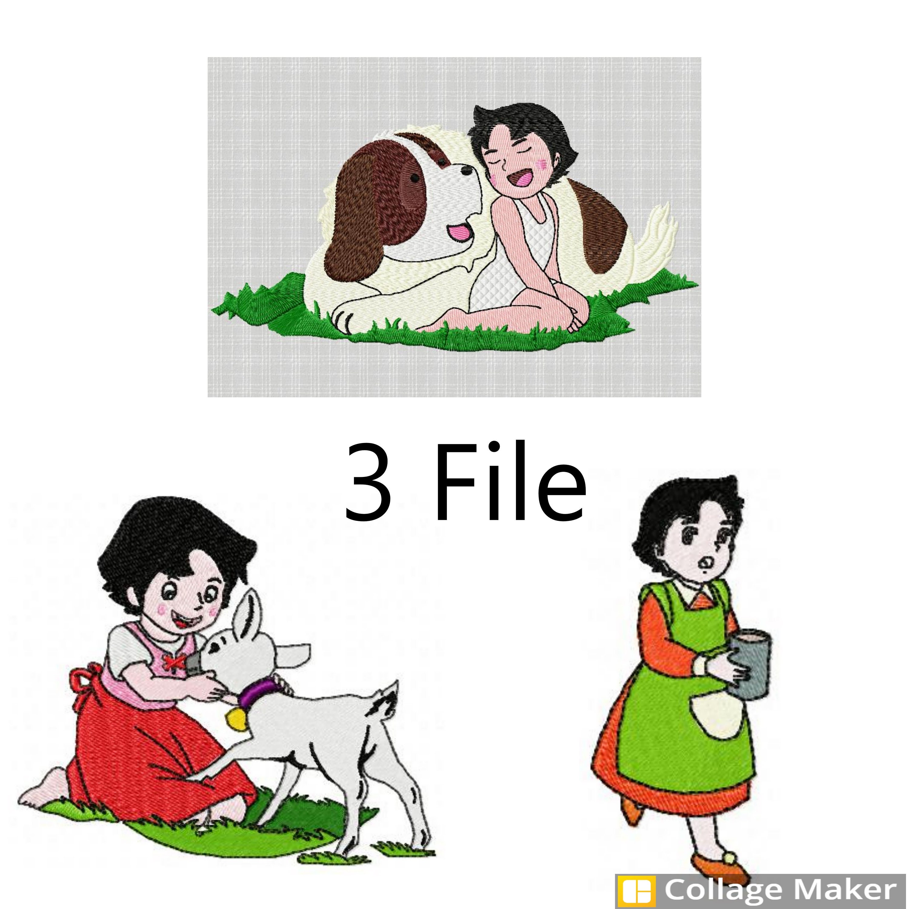 3 File Heidi, embroidery machine kids, 3 designs