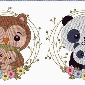 2 design animal mum and son embroidery design machine, Baby embroidery pattern , embroidery design, Kids embroidery