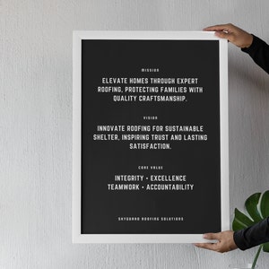 Personalized Mission, Vision, Core Values Wall Art Print Poster | Motivational Quote | Company Values | Office Wall Art | Office Decor