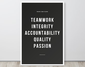Personalized Framed Poster | Core Values | Motivational Quote | Inspirational Canvas | Company Values | Office Wall Art | Office Decor