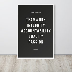 Personalized Framed Poster | Core Values | Motivational Quote | Inspirational Canvas | Company Values | Office Wall Art | Office Decor