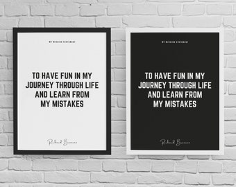 Personalized Personal Mission Statement Wall Art Print Poster | Motivational Quote | Inspirational Print | Office Wall Art | Office Decor