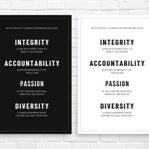 Personalized Core Values Wall Art Print Poster | Motivational Quote | Inspirational Print | Company Values | Office Wall Art | Office Decor