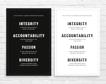 Personalized Core Values Wall Art Print Poster | Motivational Quote | Inspirational Print | Company Values | Office Wall Art | Office Decor