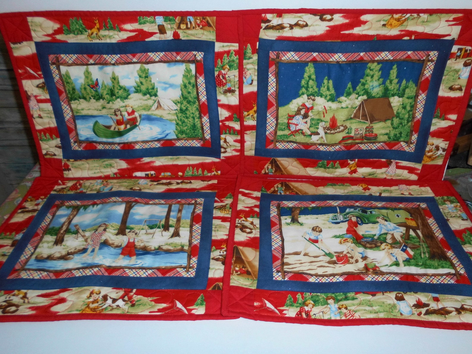 Vintage Camping Quilted Placemats Etsy