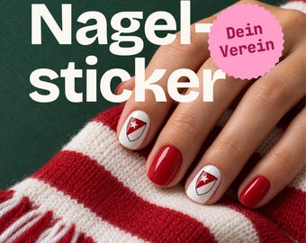 Personalized nail stickers with crest, logo | Custom nail decals | Nail art stickers | Fan, club, association, football, own design