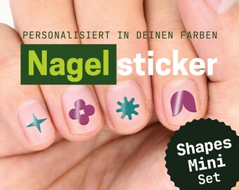 Nagelsticker Mann Frau geometrische Formen Set | Nail Sticker personalisiert in Wunschfarben | Aufkleber | Nail Art | 30 Aufkleber | 1 Bogen