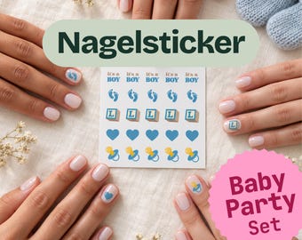 Personalized Gender Reveal Nail Stickers | Baby Shower Nail Stickers for Boys and Girls | Team Boy and Team Girl | Baby Shower Nail Stickers