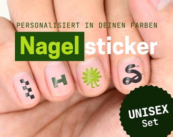 Nagelsticker Mann Frau Uni Mini Set | Nail Sticker personalisiert in Wunschfarben | Aufkleber | Nail Art | 25 Aufkleber | 1 Bogen