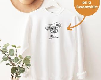 Sudadera con retrato de mascota personalizado / Cara de perro personalizada, algodón blanco