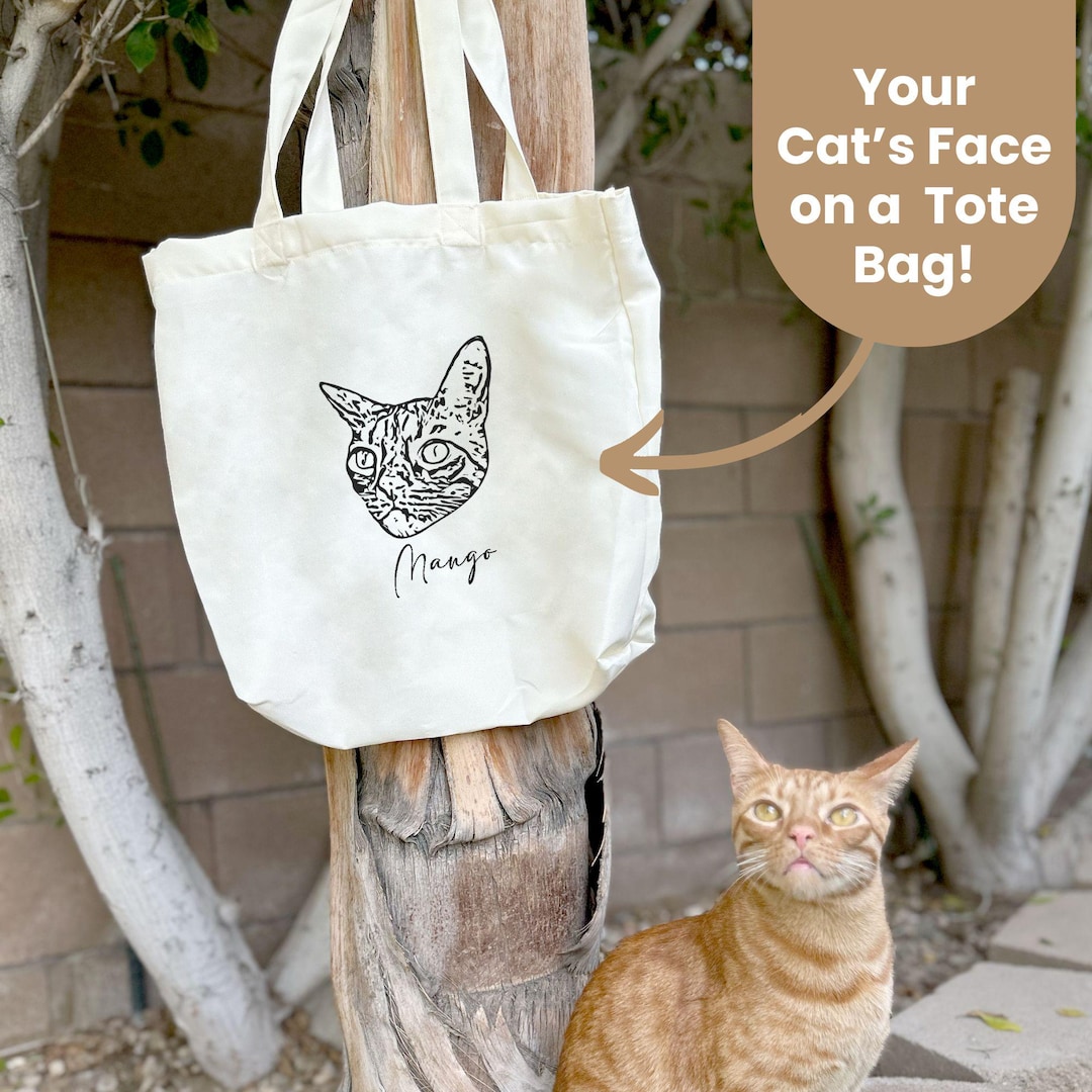 Image showcasing Personalized Cat Face Tote | Carry Your Cat Everywhere | Cat Photo ...
