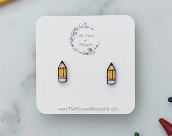 Pencil Earring Studs| Teacher Earrings| Writer Earrings| Teacher Gift| Earrings| Back to School| School Supplies| End of Year Gift