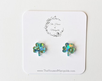 Shamrock Studs| Saint Patrick&#39;s Day Earrings| St. Patty&#39;s Day Earrings| Clover| Shamrock| Acrylic Earrings| Earrings| Gift for Her