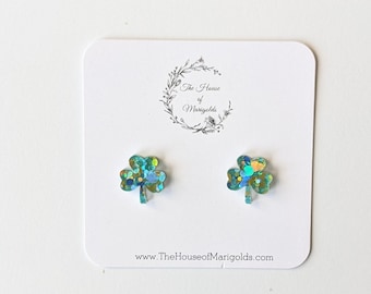 Shamrock Studs| Saint Patrick's Day Earrings| St. Patty's Day Earrings| Clover| Shamrock| Acrylic Earrings| Earrings| Gift for Her