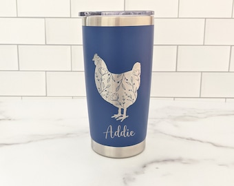 Floral Chicken Tumbler| Chicken Mug| Chicken Lover| Chicken Mom | Custom Chicken Gift| Gardener Gift