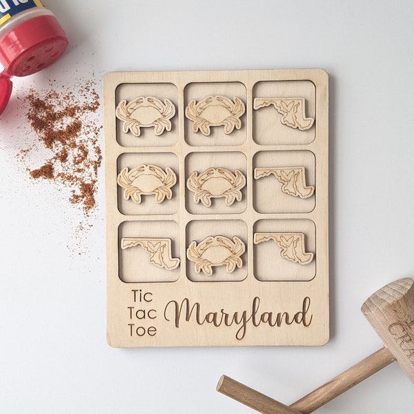 Maryland Tic Tac Toe| Tic Tac Toe| Board Games| Maryland| Maryland girl | Baltimore| Maryland Gift| Stocking Stuffer