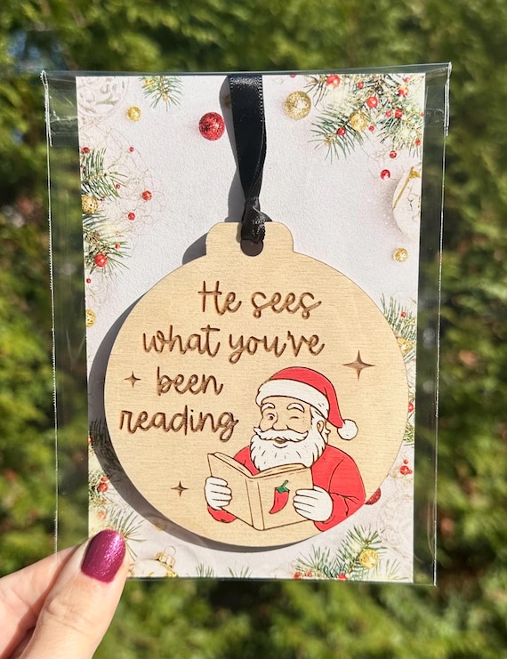 He Sees What You've Been Reading Ornament, Spicy Book Ornament