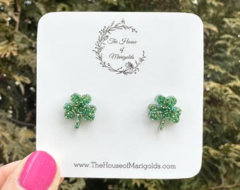 Kleeblatt Ohrstecker, St. Pattys Day Ohrringe