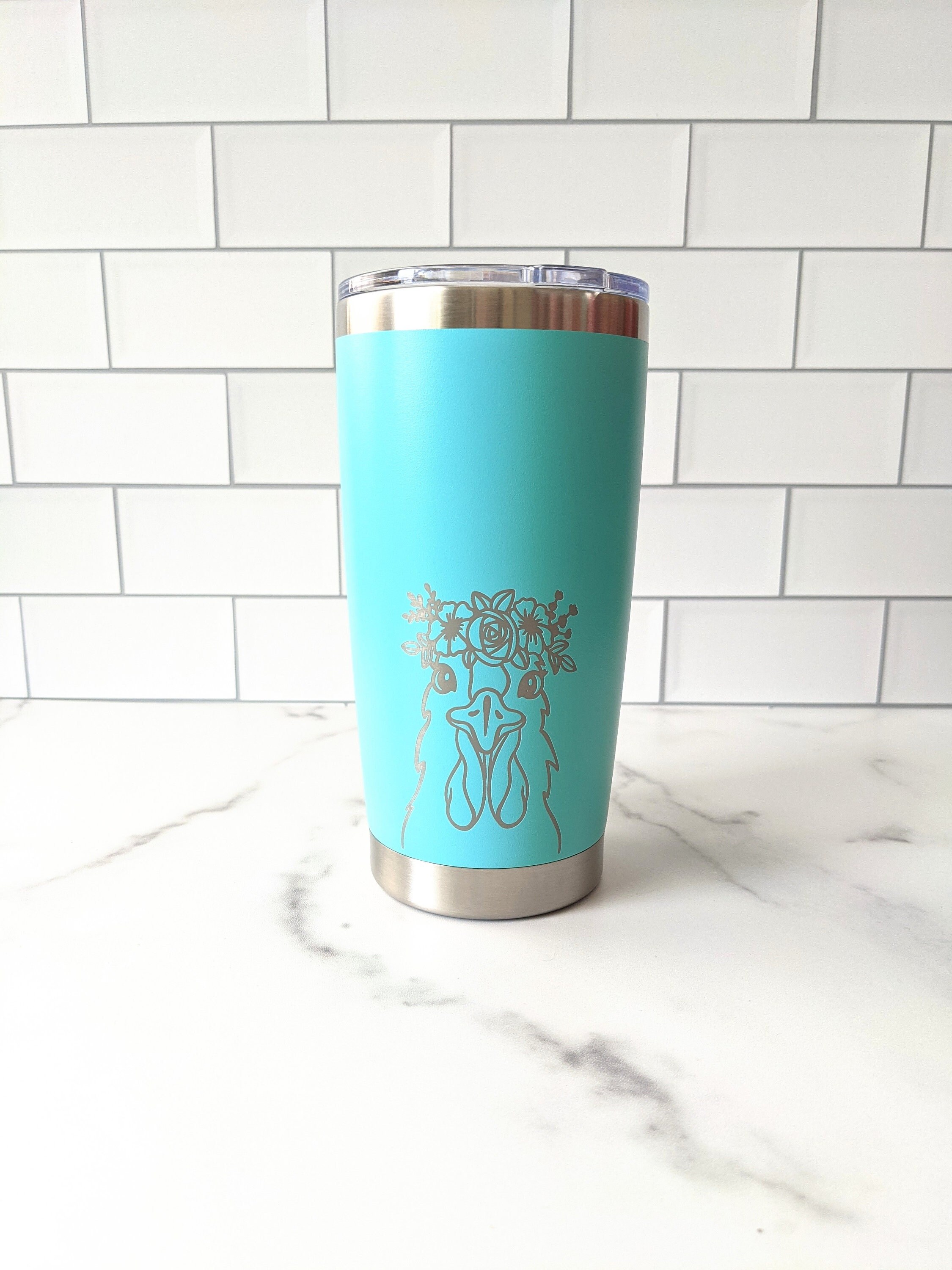 Flower Crown Chicken Tumbler| Chicken Mug| Chicken Gift| Chicken Coop| Chicken Decor| Chicken Mom| 20 ounce Travel Mug
