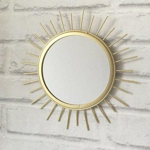 Gold Hanging Sunburst Wall Mirror Metal Geometric Modern Vintage Framed Metallic Present Mother&#39;s Day Gift Thank You Gift Housewarming Decor