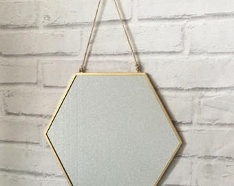Gold Hanging Hexagon Wall Mirror Rope Geometric Modern Vintage Style Mother's Day Gift Present Thank You Gift Gold Interior Design