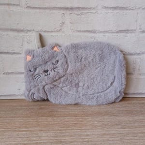 Fluffy Cosy Cute Sleeping Cat Hot Water Bottle Removable Cover Thermotherapy Mother&#39;s Day Present Birthday Present Get Well Soon Gift Kids