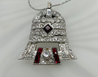 Garnet Pendant, Art Deco, Bell Jewelry, Antique