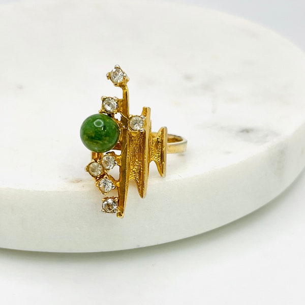 Esposito Jade and 18k Gold Midcentury Modern Ring