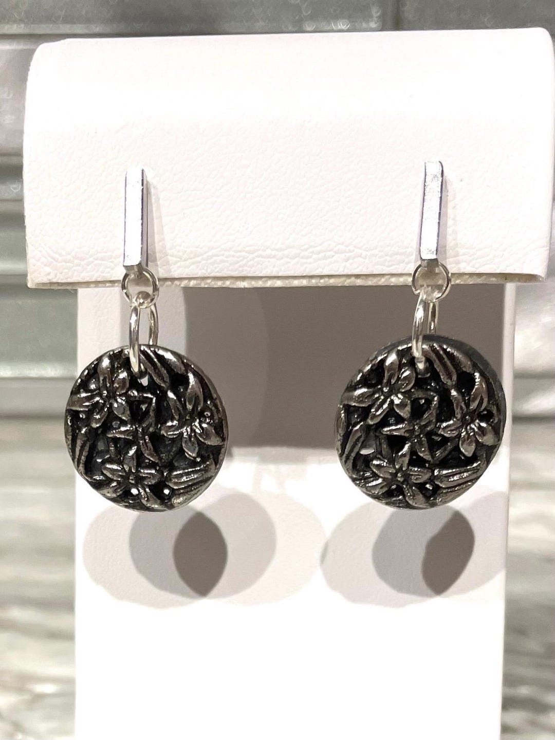 Loading Button Card Floral Earrings Made From Vintage Dress Buttons, Vintage, Upcycled ...