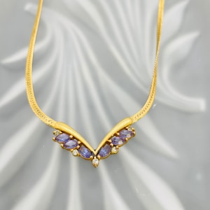 Avon Amethyst and Gold Necklace, Vintage