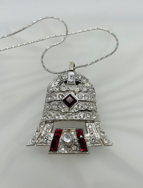 Garnet Pendant, Art Deco, Bell Jewelry, Antique